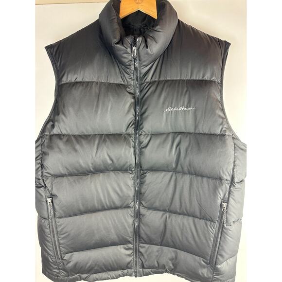 Eddie Bauer Black Goose Down Puffer Vest Full Zip Quilted EB650 Men's Size Large - Picture 3 of 8